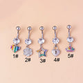 1.6X10mm External Stainless Steel Women's Belly Button Rings Colorful Star Heart Zircon Dangle Navel Earrings Wedding