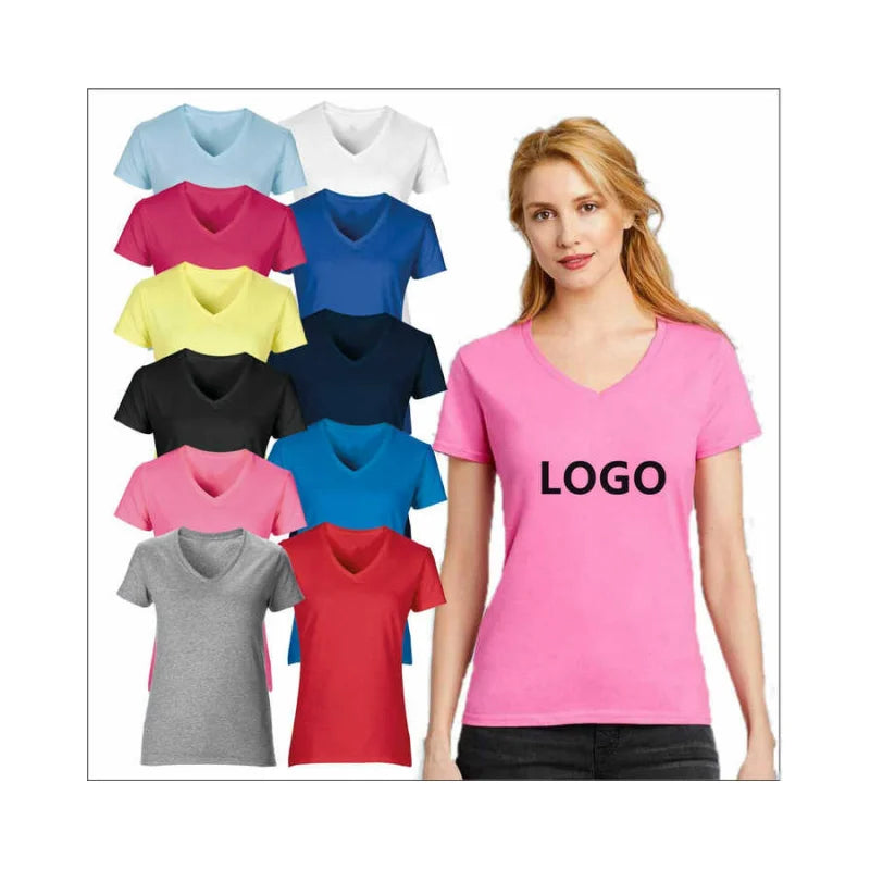 High Quality 100% Cotton 180gsm 19 Colors Men Women Unisex Custom Blank Casual T Shirt Women's T-shirt V-neck T Shirts