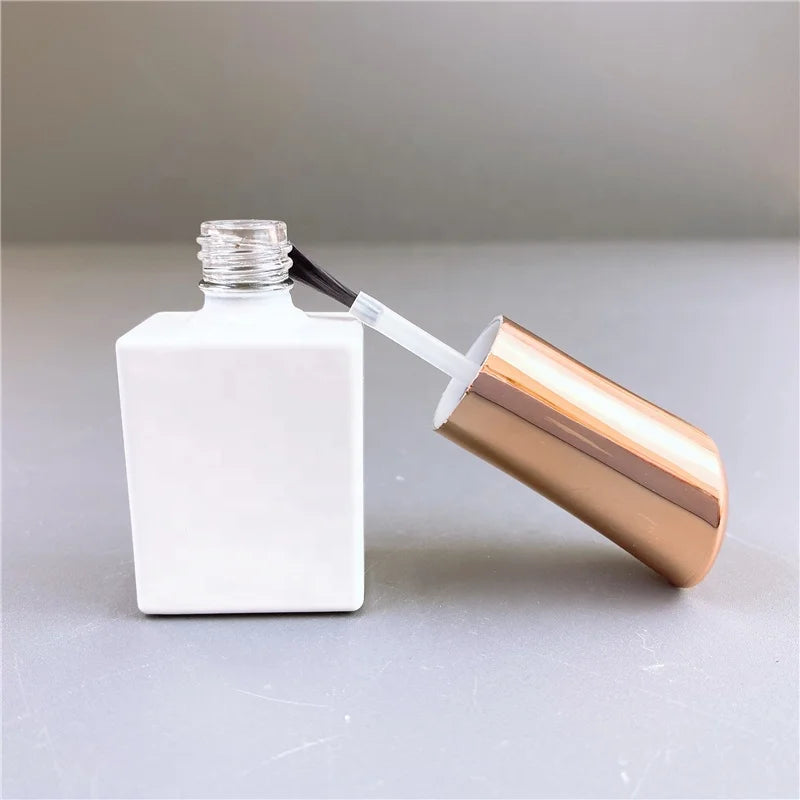 Square UV Gel Polish Bottle for Nail Art with Brush and Cover Empty Glass Bottle