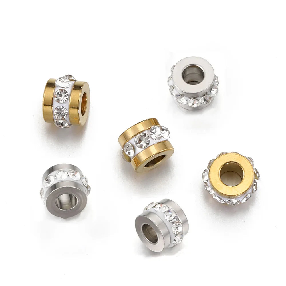 Wholesale CZ Micro Pave Rondelle Spacer Jewelry Beads Jewelry Bracelet Charms Beads for Jewelry Making