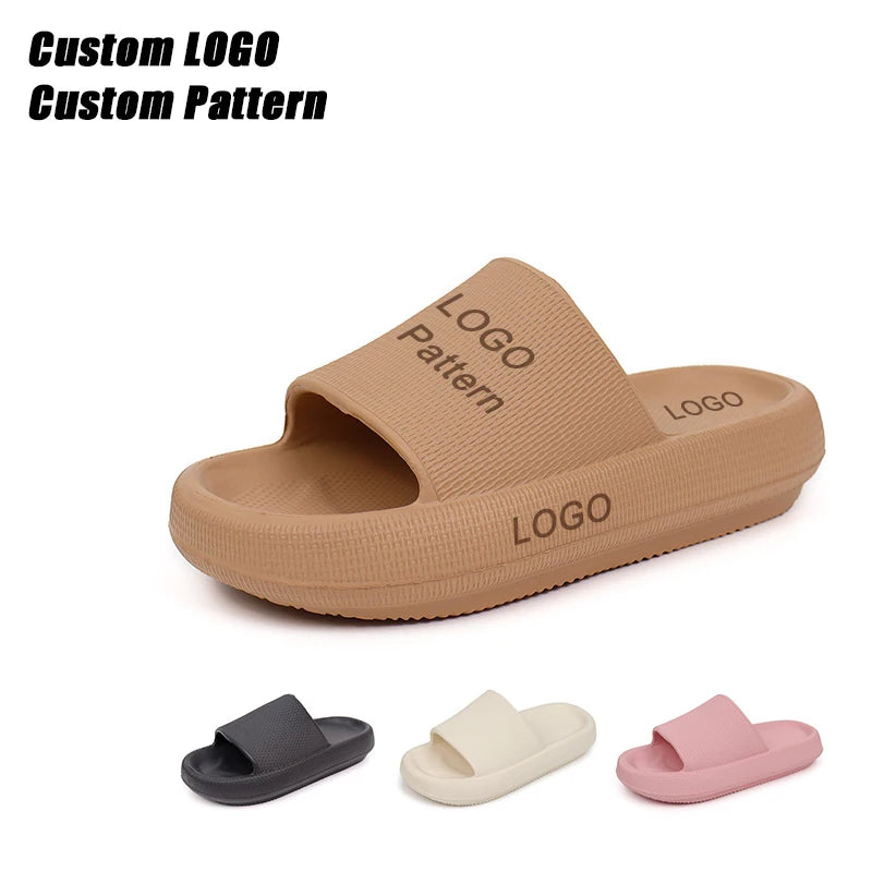 Women slippers 2023 Custom logo Slides Home slippers Female Platform Pillow Slides Cloud Slides slippers