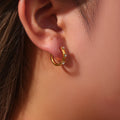Colorful Hoop Earring 18K Gold Plated Zircon Hoop Earrings Stainless Steel Huggie Earring for Women