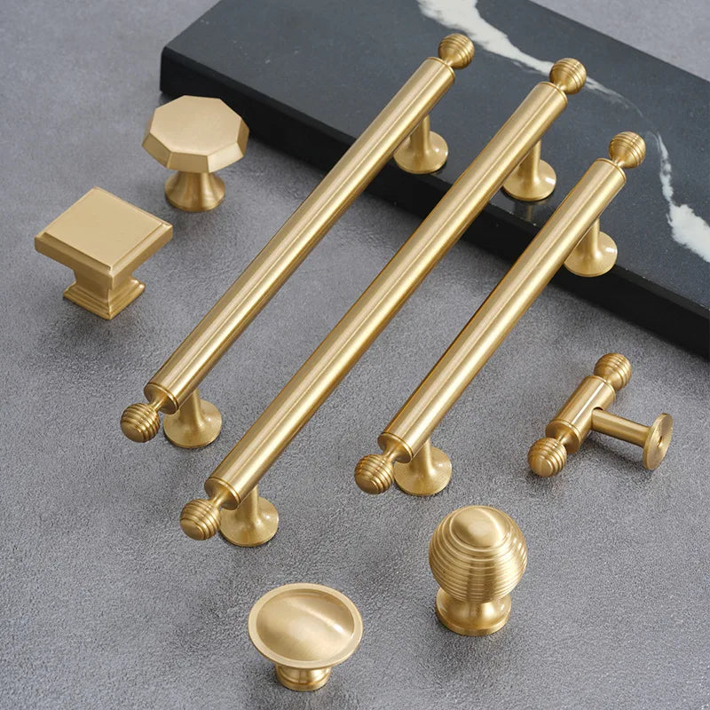 French Luxury Solid Brass T-Bar Wardrobe Pull Knobs for Cabinet Furniture Dresser Bedroom Drawer Door Handles for Kitchen Use