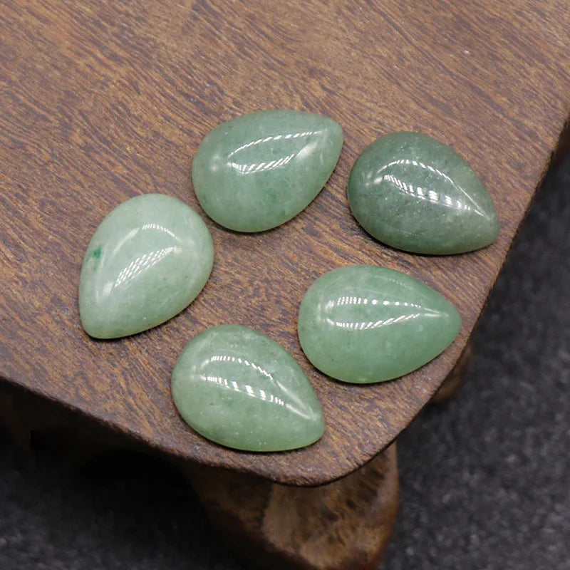 2026 Natural Green Aventurine 10*14MM Smooth drop shape Loose Gemstone Cabochon