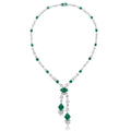 Top Quality Fine Jewelry Elegant Women's S925 Silver Lab Grown Gemstone Emerald V-Shaped Necklace Long Drop Chain for Wedding MegaBDM