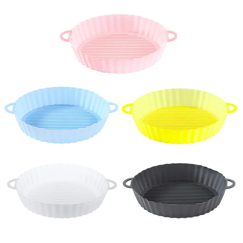 Reusable Round and Square Non Stick Air Fryer Silicone Liner Oven Baking Tray Food Grade  Air Fryer Silicone Pot