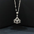 Geometric Women Fine Jewelry 925 Sterling Silver Scalloped Skirt Shape Diamond Necklace for Women Girls