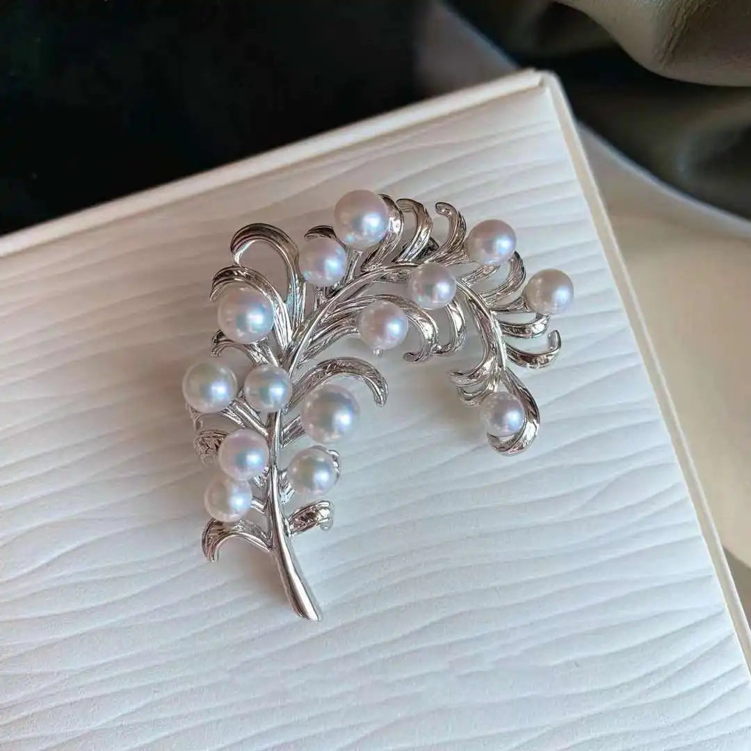Unlimited Freshwater Natural Pearl Inlaid Jewelry Male and Female Phantom Feather Brooch From De Perlas