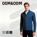 Custom New Arrival Autumn Winter Men's Long Sleeve Knitted Stand Collar Sweater Coat Cardigan