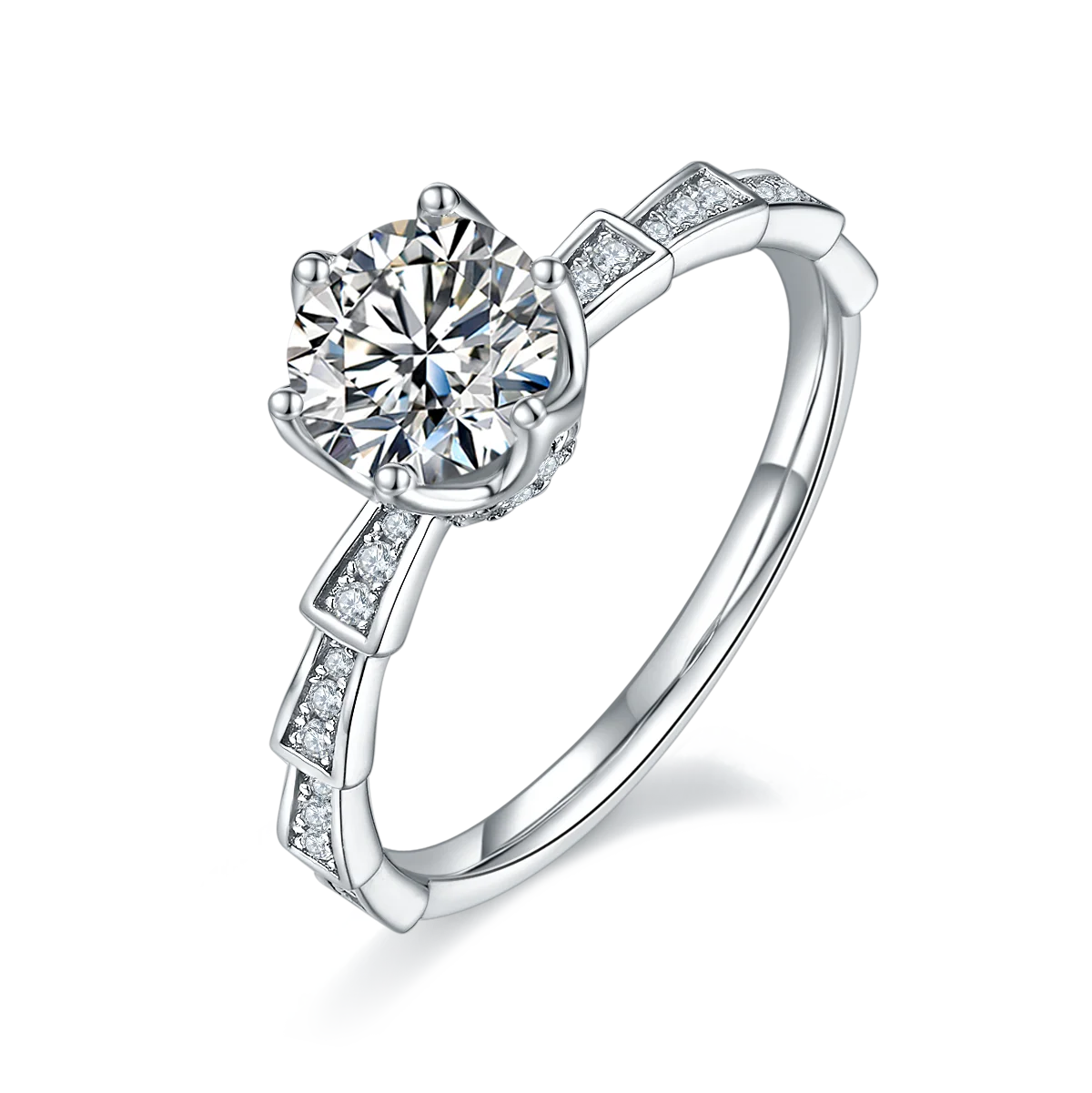 New Style Round Brilliant Cut 1ct D VVS Moissanite Wedding Ring 925 Sterling Silver Engagement Rings