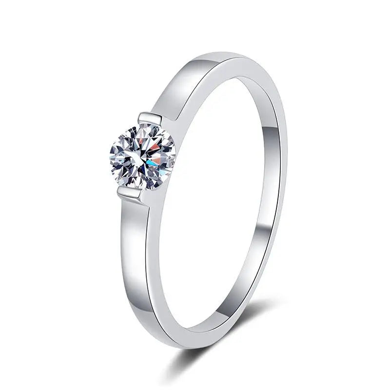 Simple Design VVS D Color Moissanite Ring for Women Romantic Gift for Girls