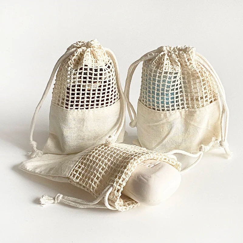 Reusable Eco Friendly Cotton Soap Bag Net Travel Cosmetic Pouch Organic Mesh Perfume Bag
