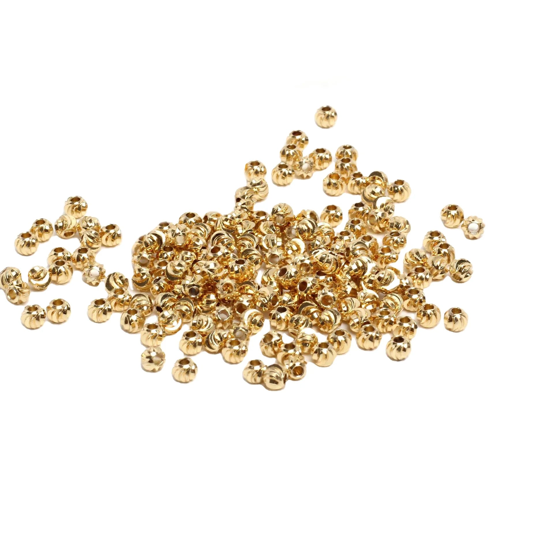 Mixed Sizes Cooper Loose Beads All Type Real Gold Plated Spacer Brass for Jewelry Making