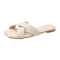Women's Square Toe Open Toe Fashion Slippers Solid Color Trendy Women's Flats Soft Bottom Outdoor Women's Walking Casual Shoes