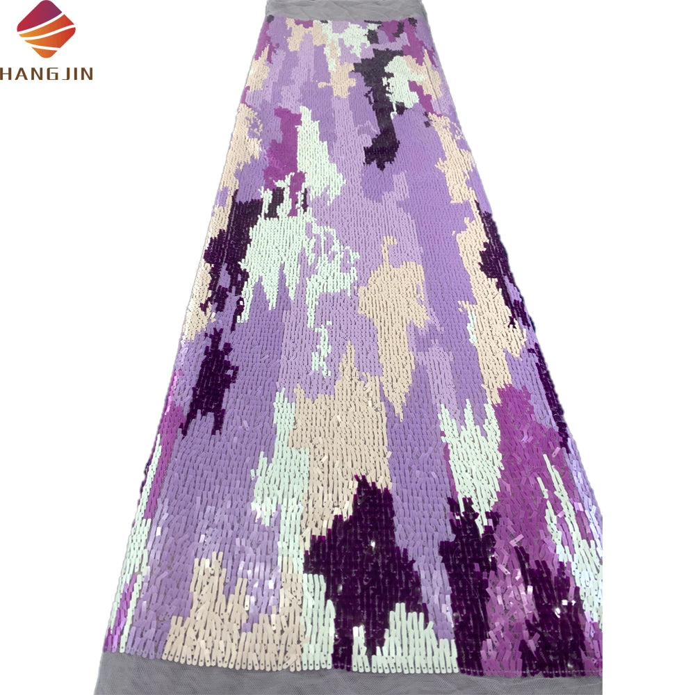 Colorful Shining Lace Fabric 3D Embroidered French Mesh Fabric With All Over Sequins Lace Fabric for Wedding Party Dress