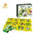 Boys Birthday Gift Kids DIY Assembly Dinosaur Adventure Theme Sliding Rail Vehicle Set Puzzle Track Car Toy