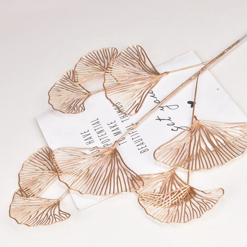 M03402 New Design Home Decoration Artificial Golden Leaf Fan Shaped Flower Branch Ginkgo Biloba Flower