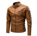 New Causal Vintage Leather Jacket Coat Men Autumn Winter Outfit Design Motor Biker Pocket PU Leather Jacket