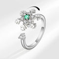 Trending Rotating Snowflower Ring Crystal Rhinestone Finger Ring Adjustable Zircon Spinner Flower Opening Ring