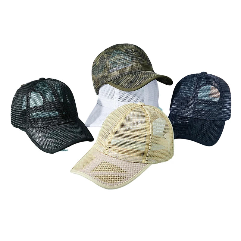 Adjustable Summer Full Mesh Net Breathable 6 Panel Comfortable Light Weight Curved Brim Trucker Hat