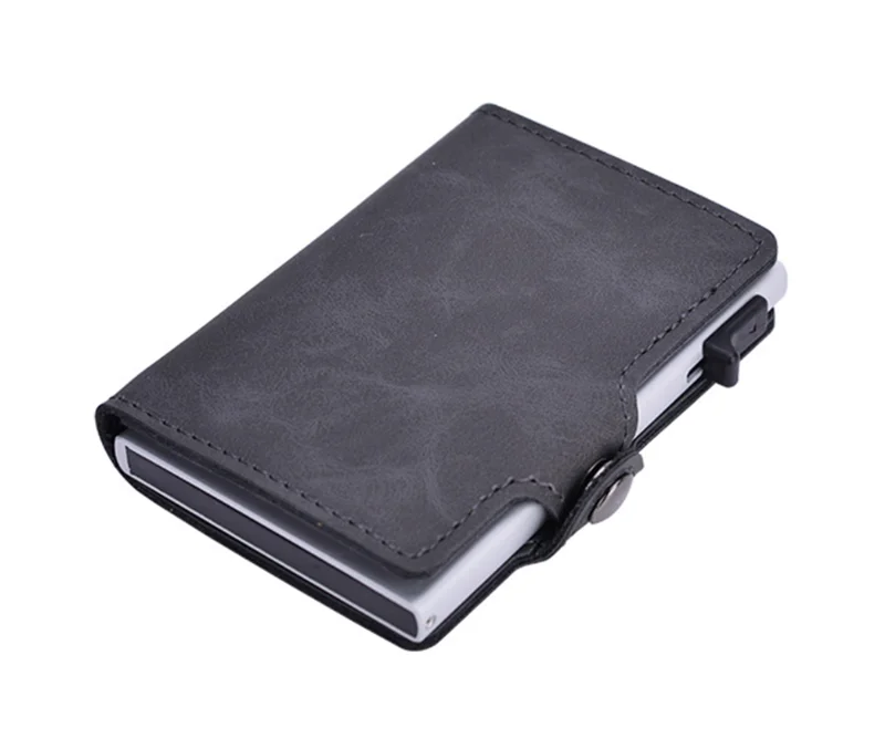 Minimalist Slim Leather Wallet with RFID Blocking Front Pocket Pop-Up Credit Card Holder for Men and Women for Business Use