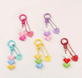 Creative Candy Color Heart Shaped Pendant Keychain Cute Diy Stacked Colorful Expansion Heart Keychain for Bag Key Jewelry Gifts
