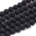 Bestone Wholesale Jewelry Making Supplier 4/6/8/10mm Black Lava Round Natural Stone Beads for Bracelet