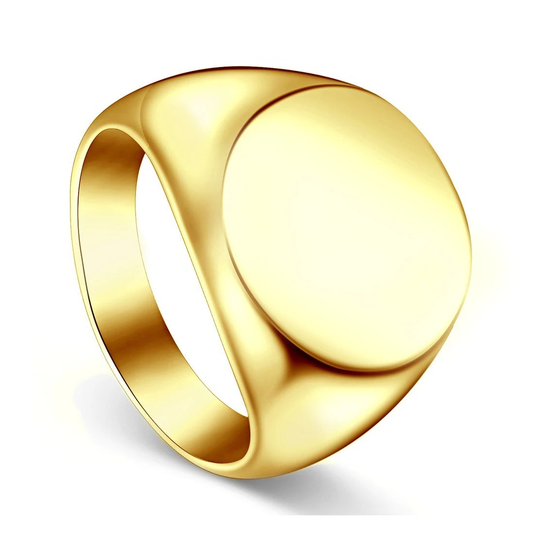 OLAN Wholesale Fashion Jewelry Simple Gold Dome High Polished Men's Titanium Stainless Steel Ring