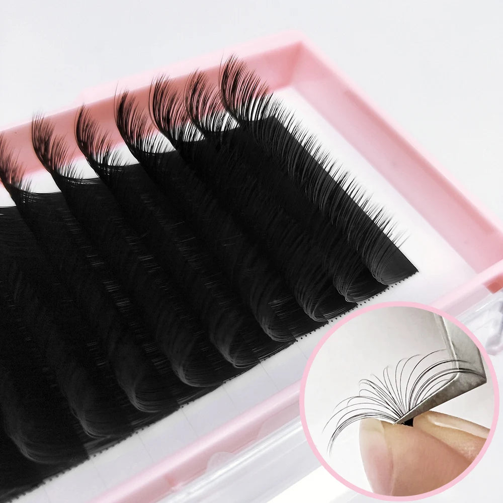 Black Hand Made Mink Lashes Lash Extensions Supplies Easy Fan Cashmere Eyelash Extension Lash Tray Wholesale