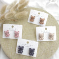 Wholesale Small Plush Stud Earrings 2025 Cute Cat Flocking Animal Minimalist Earrings for Women Girls Gifts