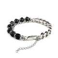 Wholesale New Men's Jewelry Tiger Eye Stone Silver Plated Stainless Steel Fashion Chain Bracelet