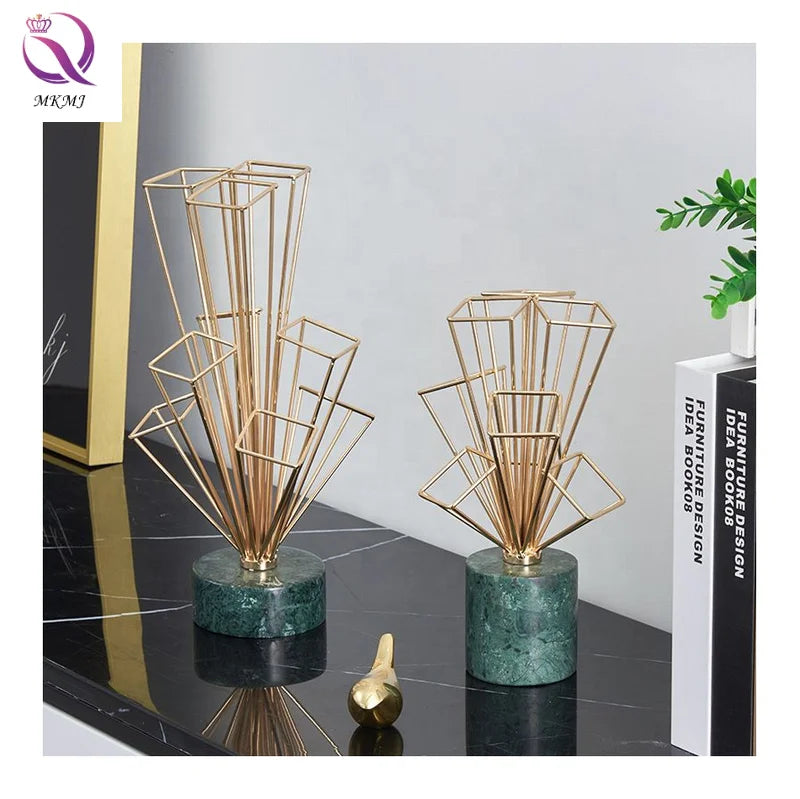 Creative Metal Crafts Kaleidoscope Furnishings European Luxury Marble Ornaments for Living Room Porch TV Cabinet Home