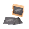 Factory Wholesale Slate Dinnerware Cut Mat Custom Logo Square Bamboo Wood Coaster Set