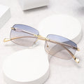 Women's Trendy Custom Logo Sunglasses Classic Rimless with Luxury Gold Metal Frame Newest Trendy Custom Sunglasses