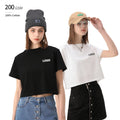 200 GSM 100% Cotton Crop Top Navel Baring Summer Short Sleeve Crew Neck White Black OEM Custom Cropped T-Shirt Women Crop Top