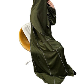 2024 Eid Ramadan Hijab Maxi Dress 2pcs Muslim Eid Islamic Dress Womens Abaya Set Modest Dress Flowy Kaftan Long Kimono Abaya