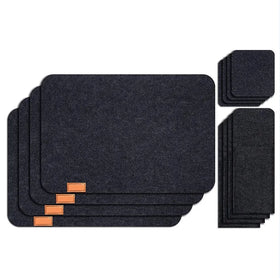 12 Pieces Washable Classic Felt Placemats Set with Coasters & Cutlery Holder Bags (Eco-Friendly Recyclable)