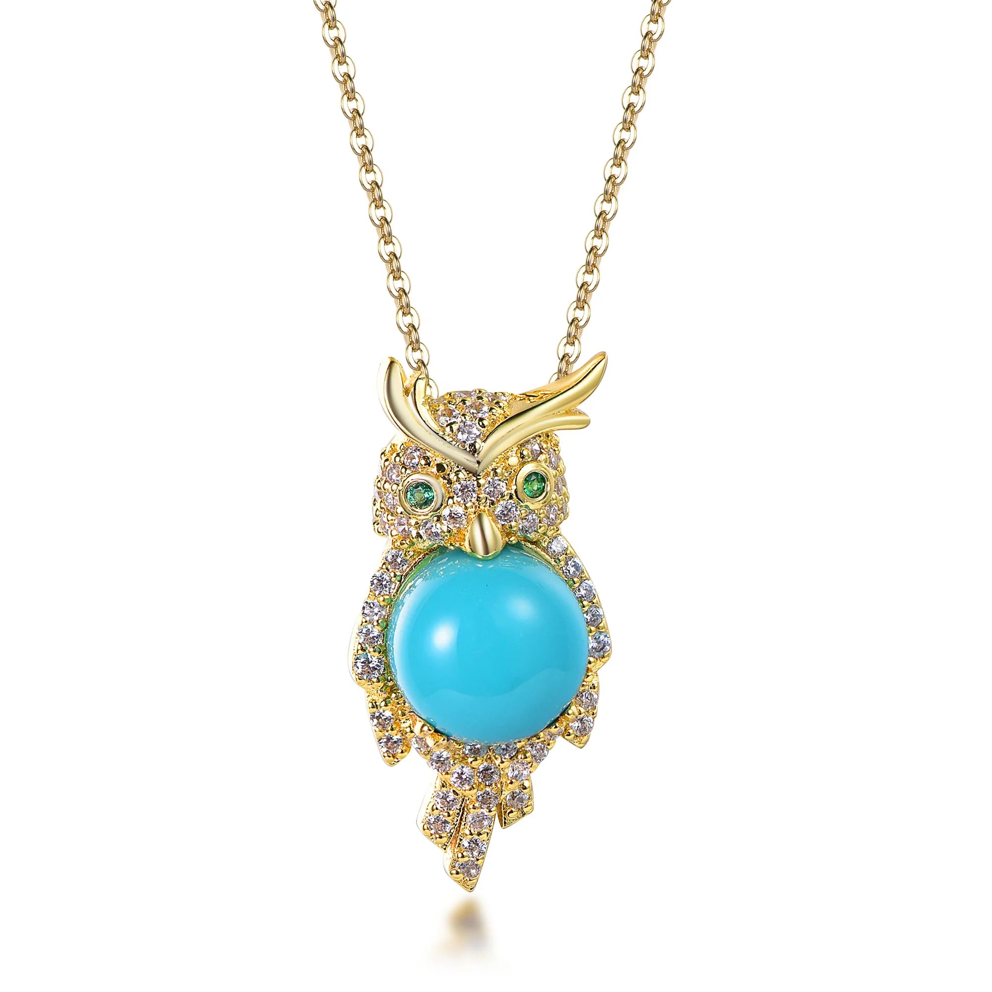 18K Gold Plated and Silver Eagle Pendant Necklace with Turquoise Rhodium Plated for Weddings and Parties Fancy Animal Design