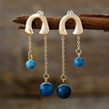 Luxury Gold-Plated Natural Stones Earrings Apatite Freshwater Pearl Princess Cut Elegant Statement Costume Fashion Jewellery