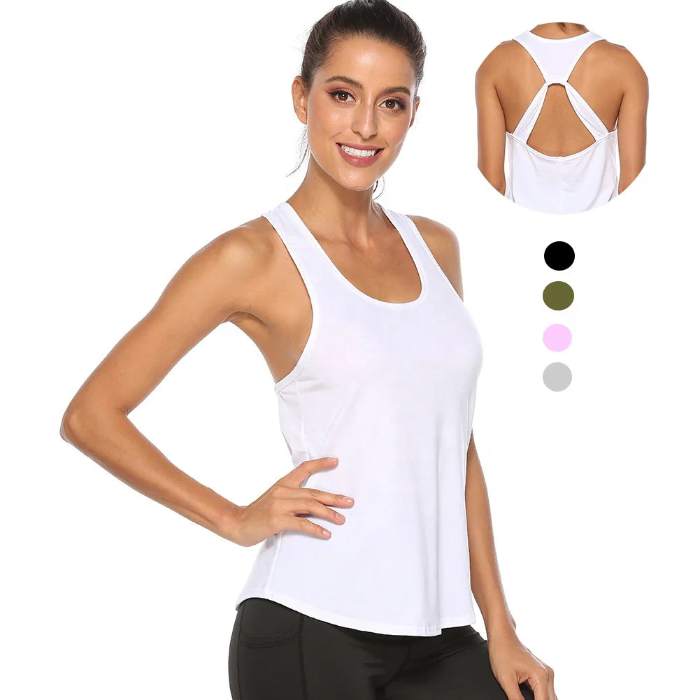Wholesale Summer Fashion Yoga Tank Top Quick Dry Loose Sleeveless Sport Shirt Workout Fitness Tank Top Women Sublimated Tank Top