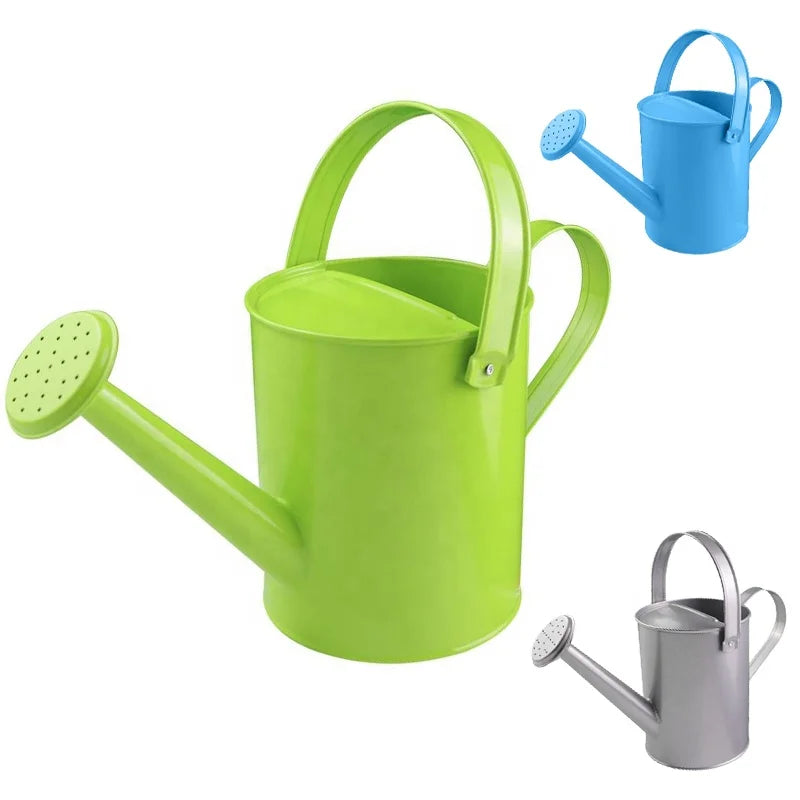 1.2L Kids Metal Watering Can Children Galvanized Steel Water Cans for Boys Girls Gardening Planting Indoor and Outdoor Play
