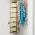 Custom Wholesale Eco-Friendly Fabric Foldable 6-Shelf Closet Hanging Storage Shelves with Hooks & Rails Closet Organizer
