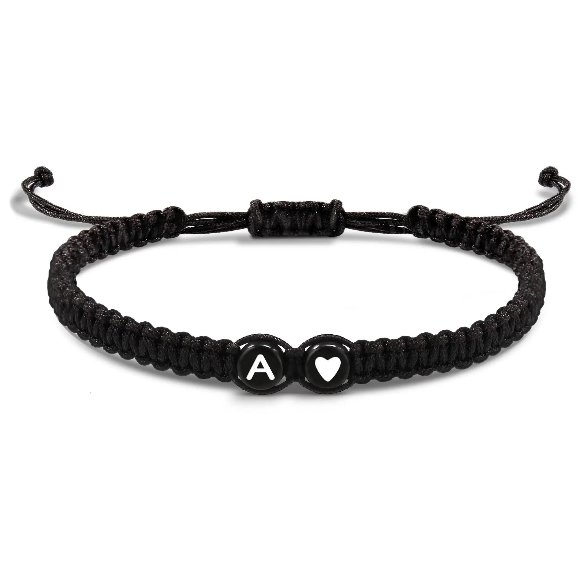 Handmade Adjustable 26 Alphabet Friendship Wrap Bracelet Woven Letters Heart Design Fashion Accessory Holiday Gift