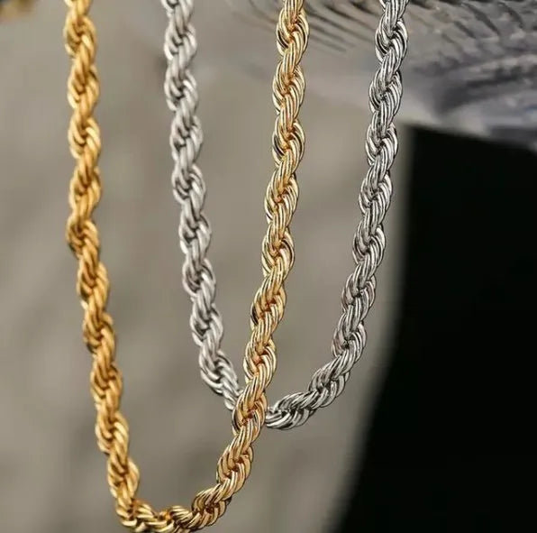 3 4 5mm 316L Stainless Steel Rope Chains 20 to 26 Inch Sweat Endurable 18K Gold PVD Plating Chain Necklaces for Pendants Hanging