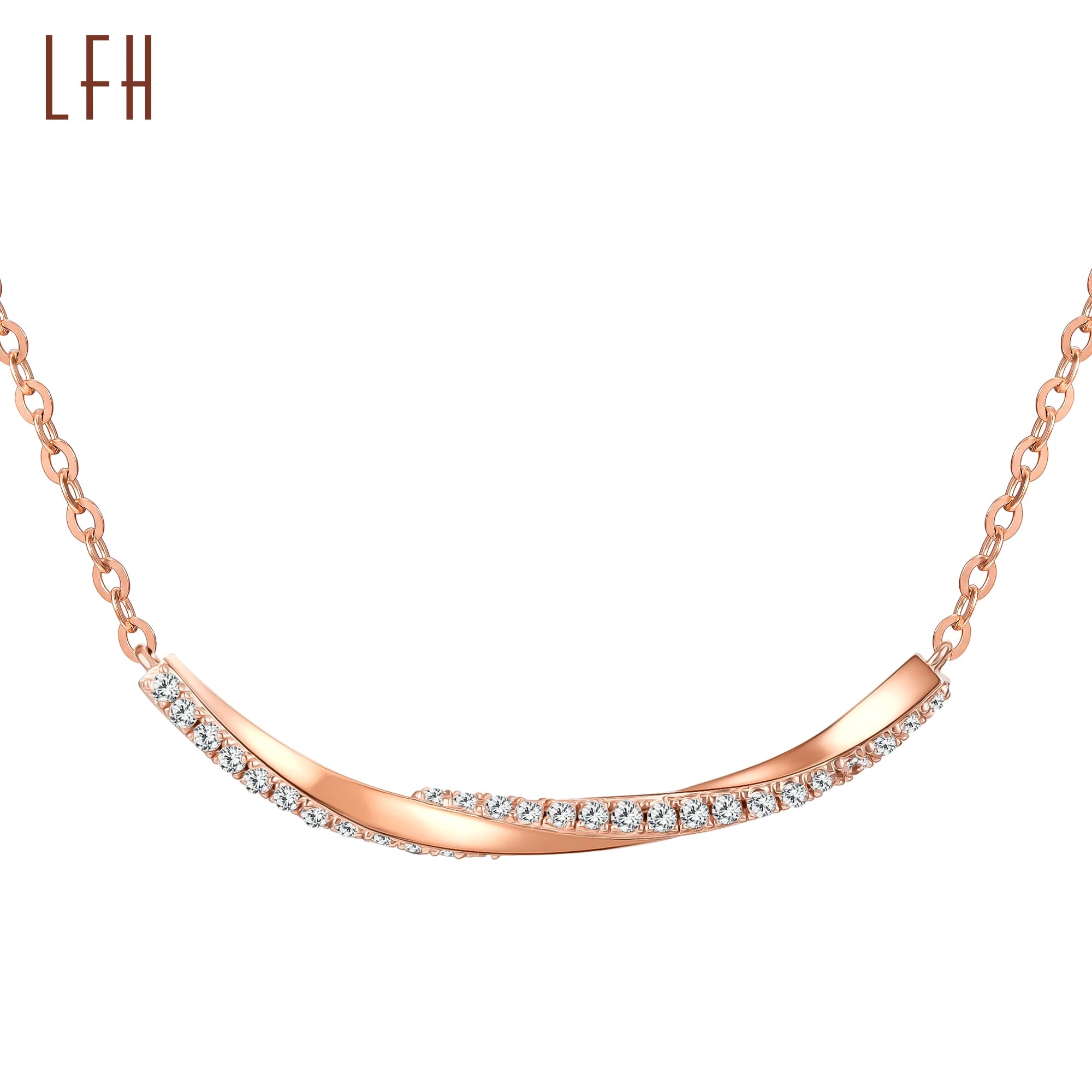 Smile 18k Rose Gold  Necklace Pure Gold Women Micro Inlay Simple Pendant Fashion Au750 Clavicle Chain Gold Jewelry 18k Real