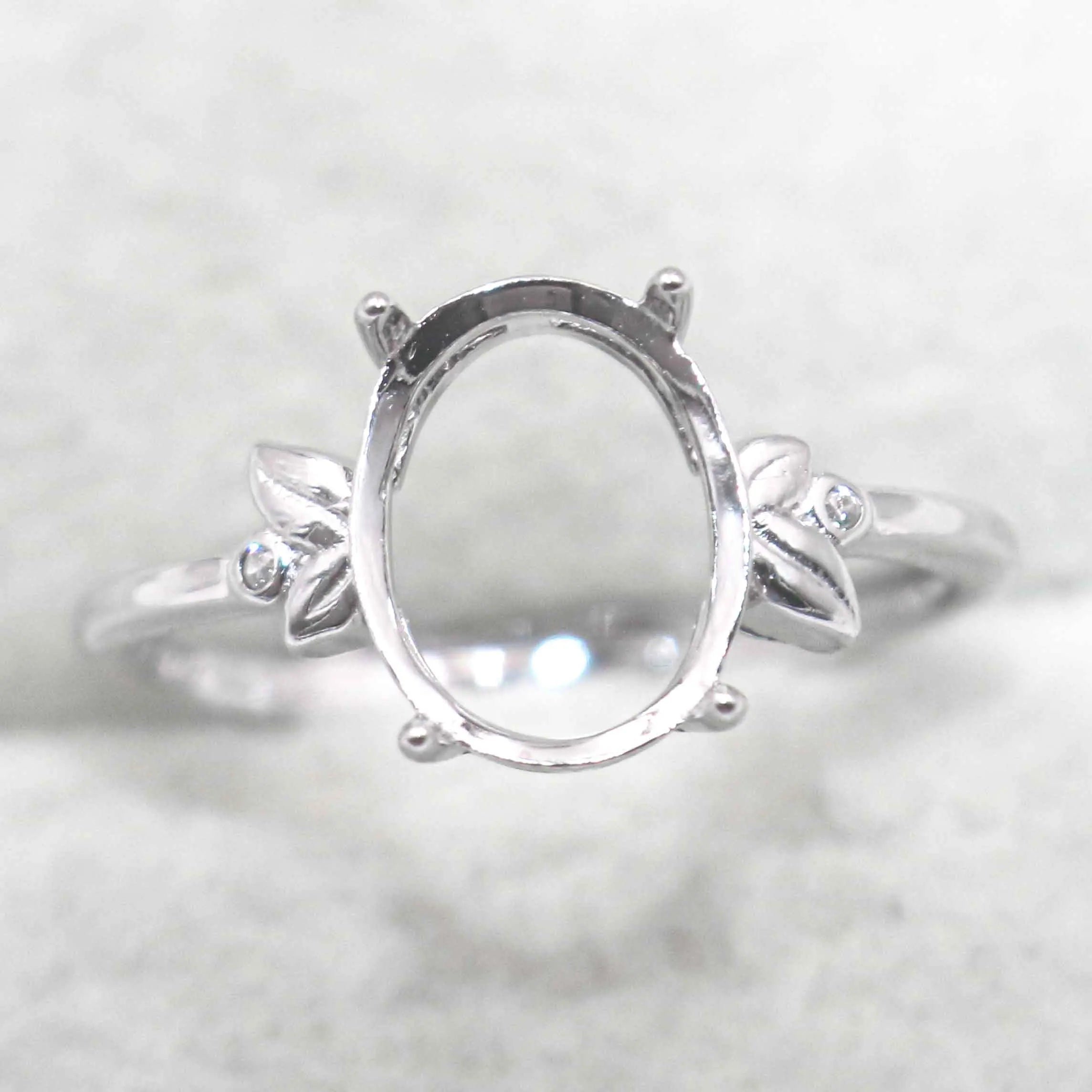 Sterling Silver 8*10mm Semi Mount Ring Empty Frame Blank Support Setting S925 Base Holder Without Center Stone for DIY Inlay
