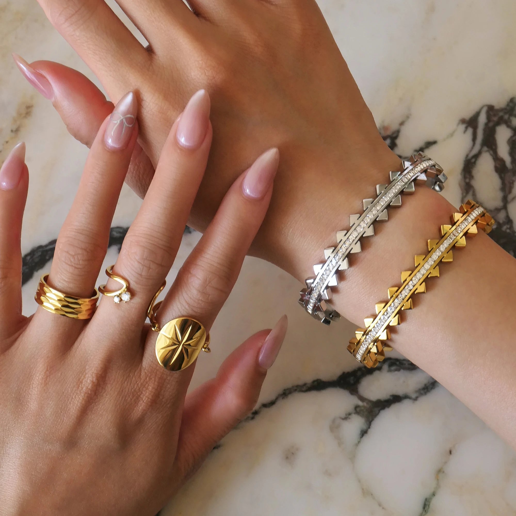 NEW BOHO TRENDY WAVE VOGUE ROW ZIRCON FENCE BRACELET 2025 Dazan New Ins 18k Gold Plated Stainless Steel Luxury Jewelry for Lady