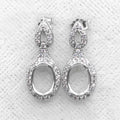 Sterling Silver 6*8mm Semi Mount Stud Eardrops Empty Frame Support Blank Setting S925 Base Without Center Stone DIY for Inlay