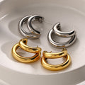 New Arrival Minimalist Stainless Steel Gold Plated Earring Women Designer Double C Earrings Jewelry