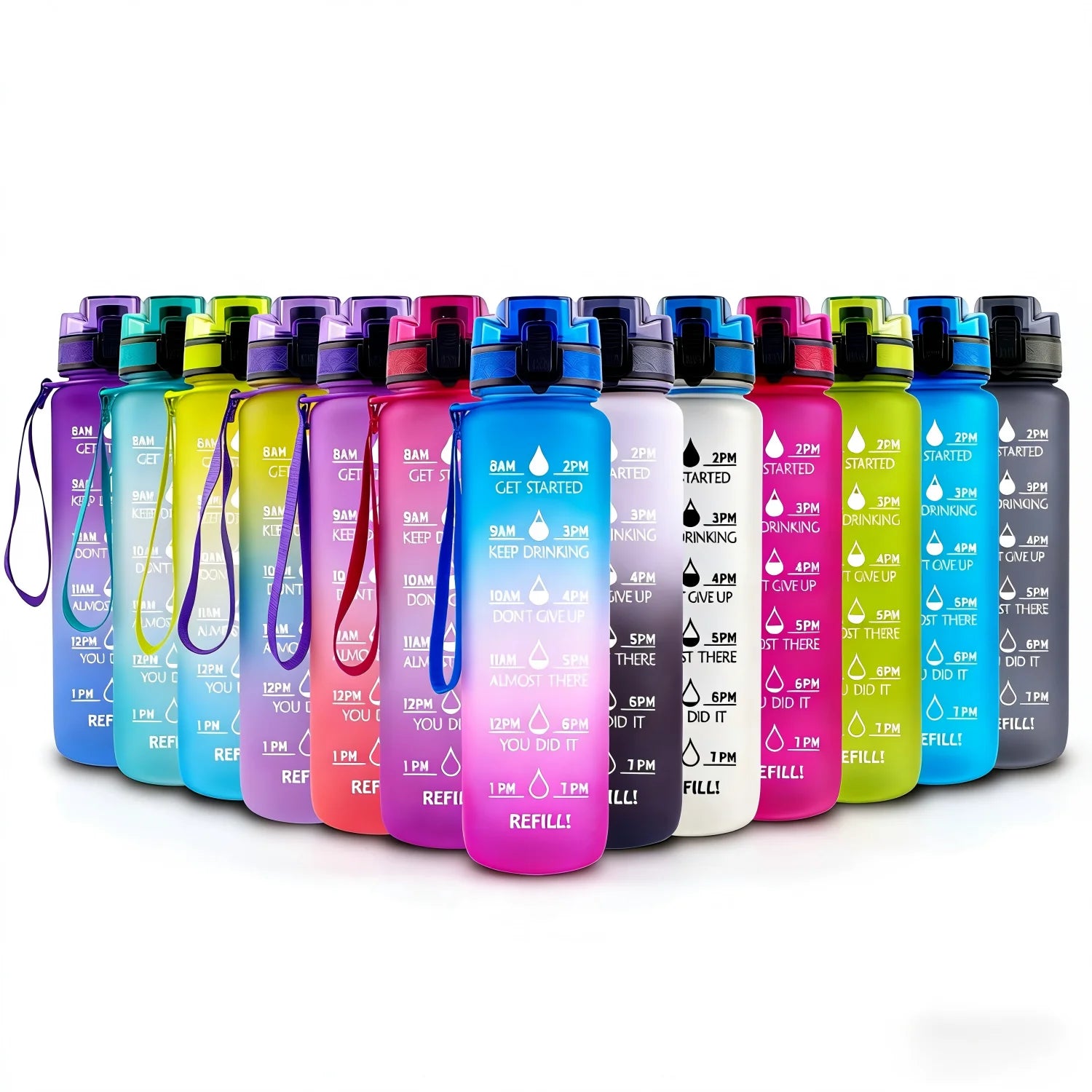 Custom Logo 32 oz Tritan Sports Bottles Leakproof Lid Eco-Friendly Motivational Time Marker Back-to-School Applicable Straw Type